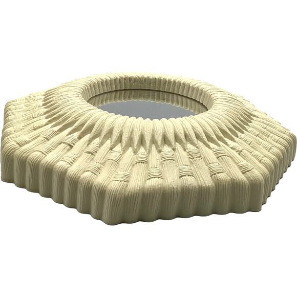 Vintage HOMCO 7" Mirror Faux Wicker/Rattan Octagonal 1970s Cottage Wall Decor - Picture 2 of 8